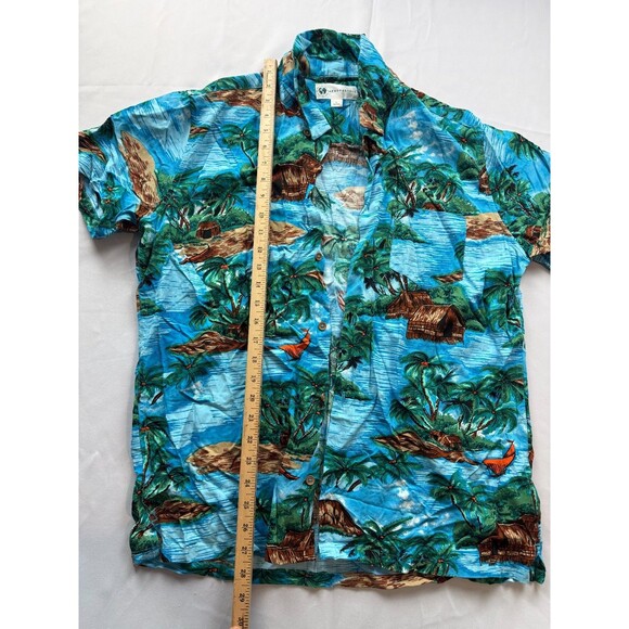 Aeropostale Mens Hawaiian Palm Trees Print The Resort Shirt Size Large Blue - Picture 4 of 6